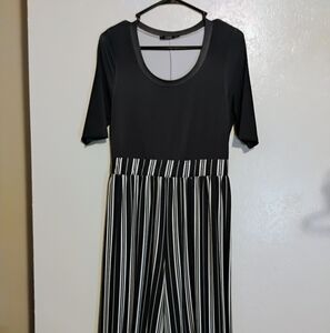 #11 Navy Blue and White Fit and Flare Romper with Scoop Neck